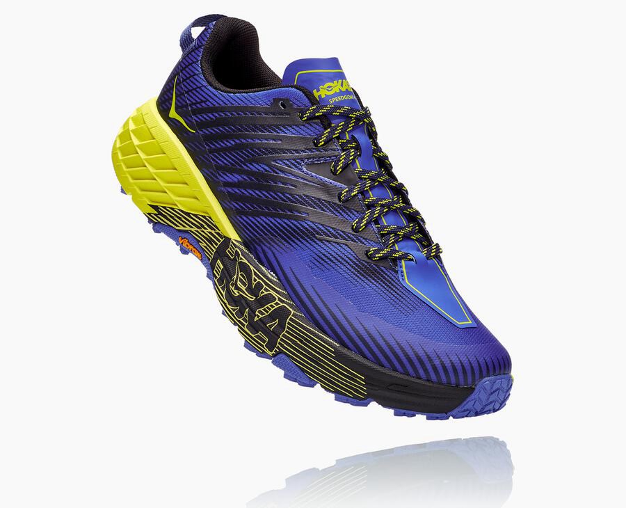 Hoka One One Trailsko Herre - Speedgoat 4 - Blå/Grøn - 234197DXJ